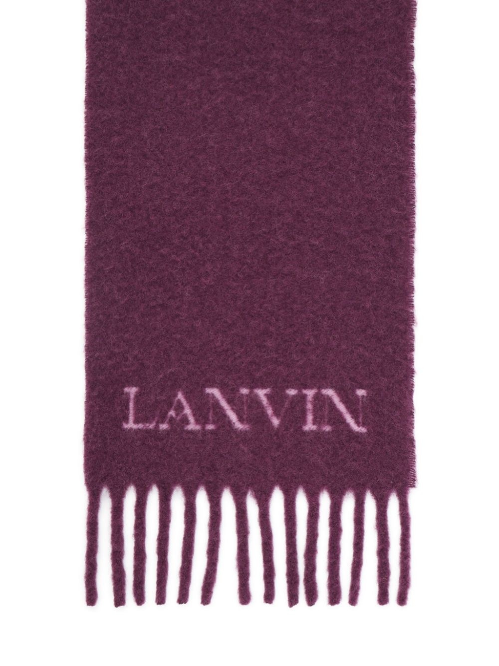 jacquard logo motif fringed scarf - 4