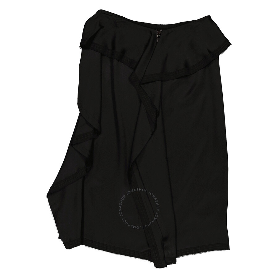 Open Box - Burberry Ladies Black Martia Ruffle Trim Silk Skirt, Brand Size 2 (US Size 0) - 1