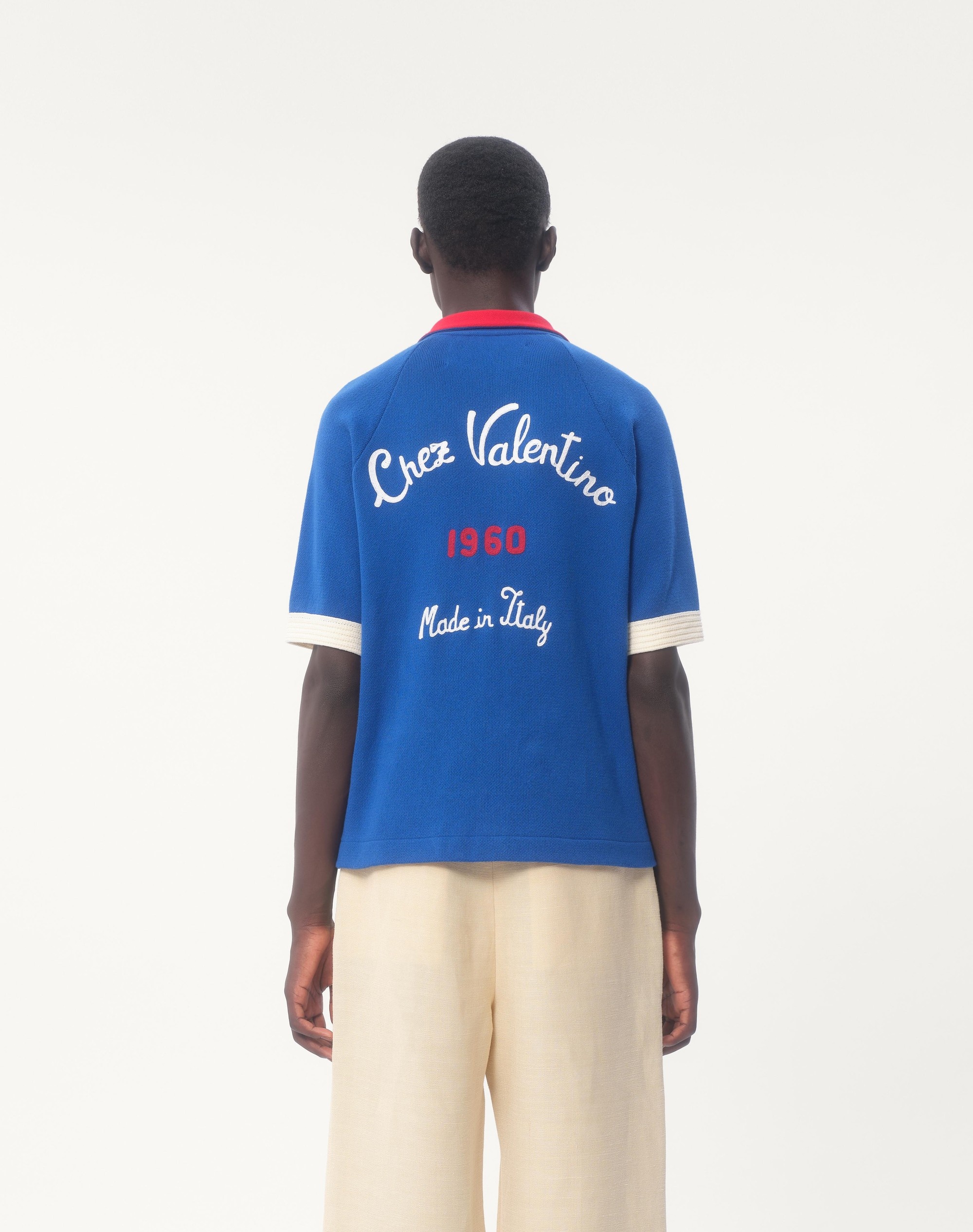 COTTON BOWLING SHIRT WITH CHEZ VALENTINO EMBROIDERY - 8