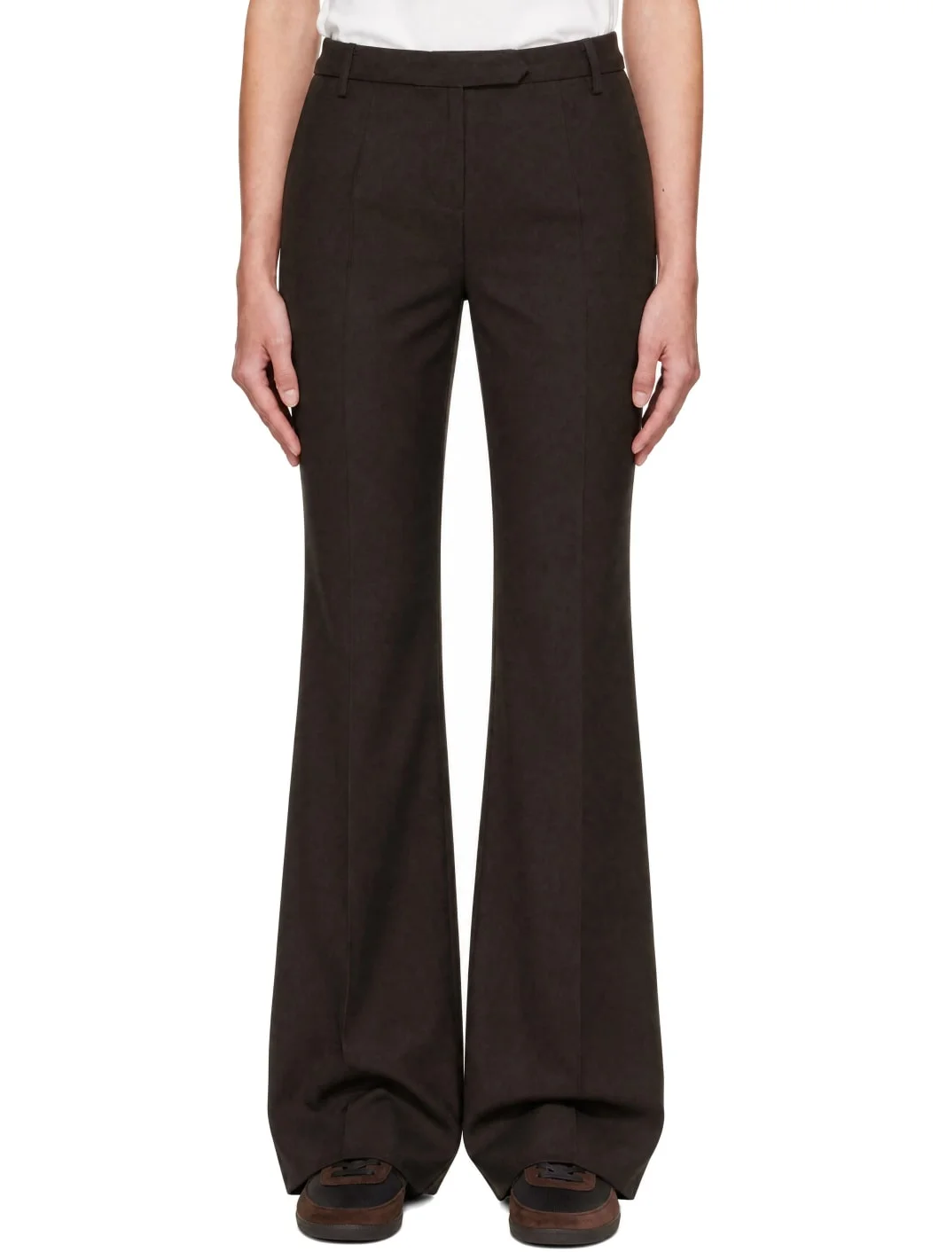 Brown Loose Fit Wool Tailored Trousers - 1