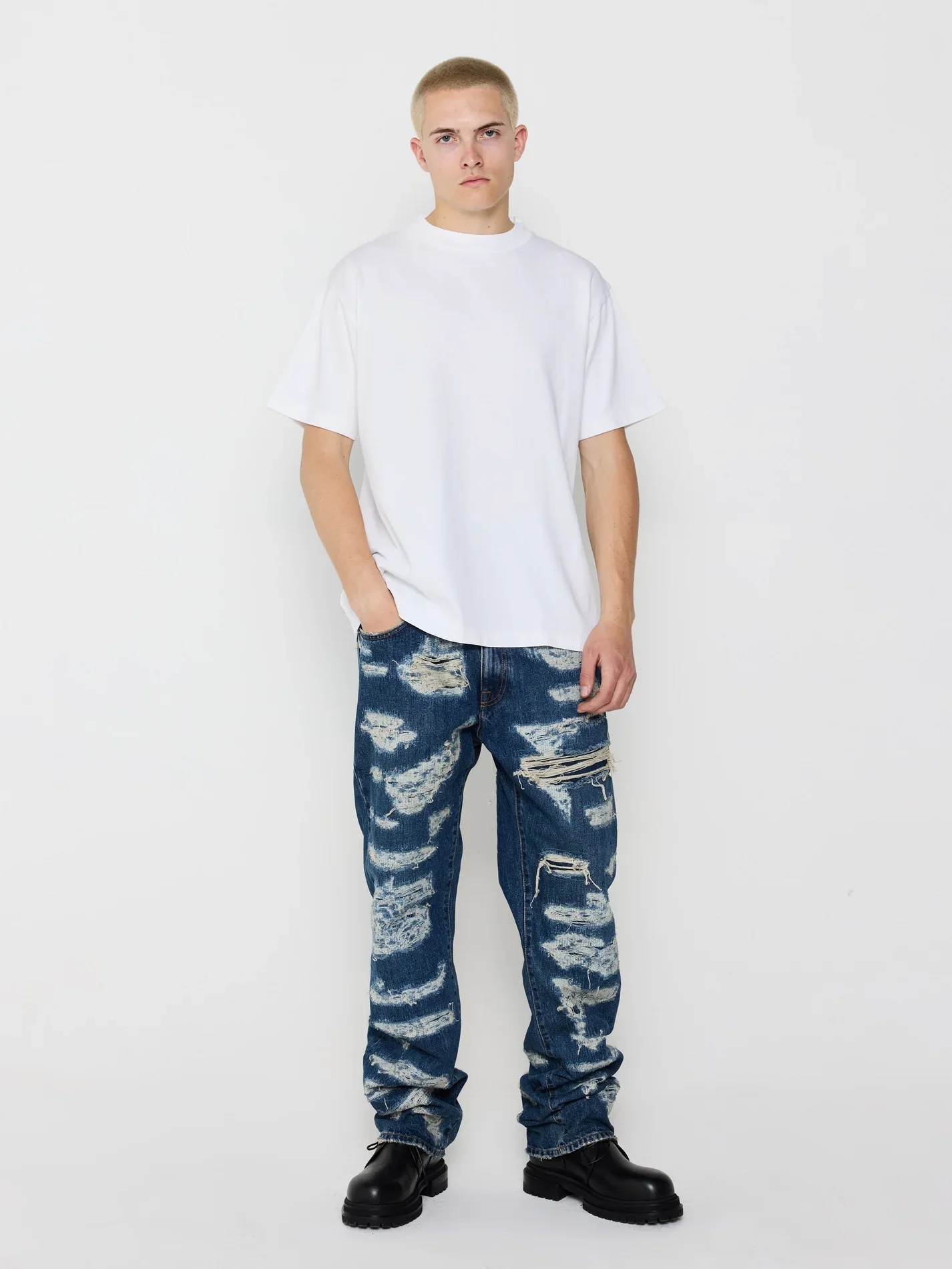 424 Ripped Denim In Blue - 3