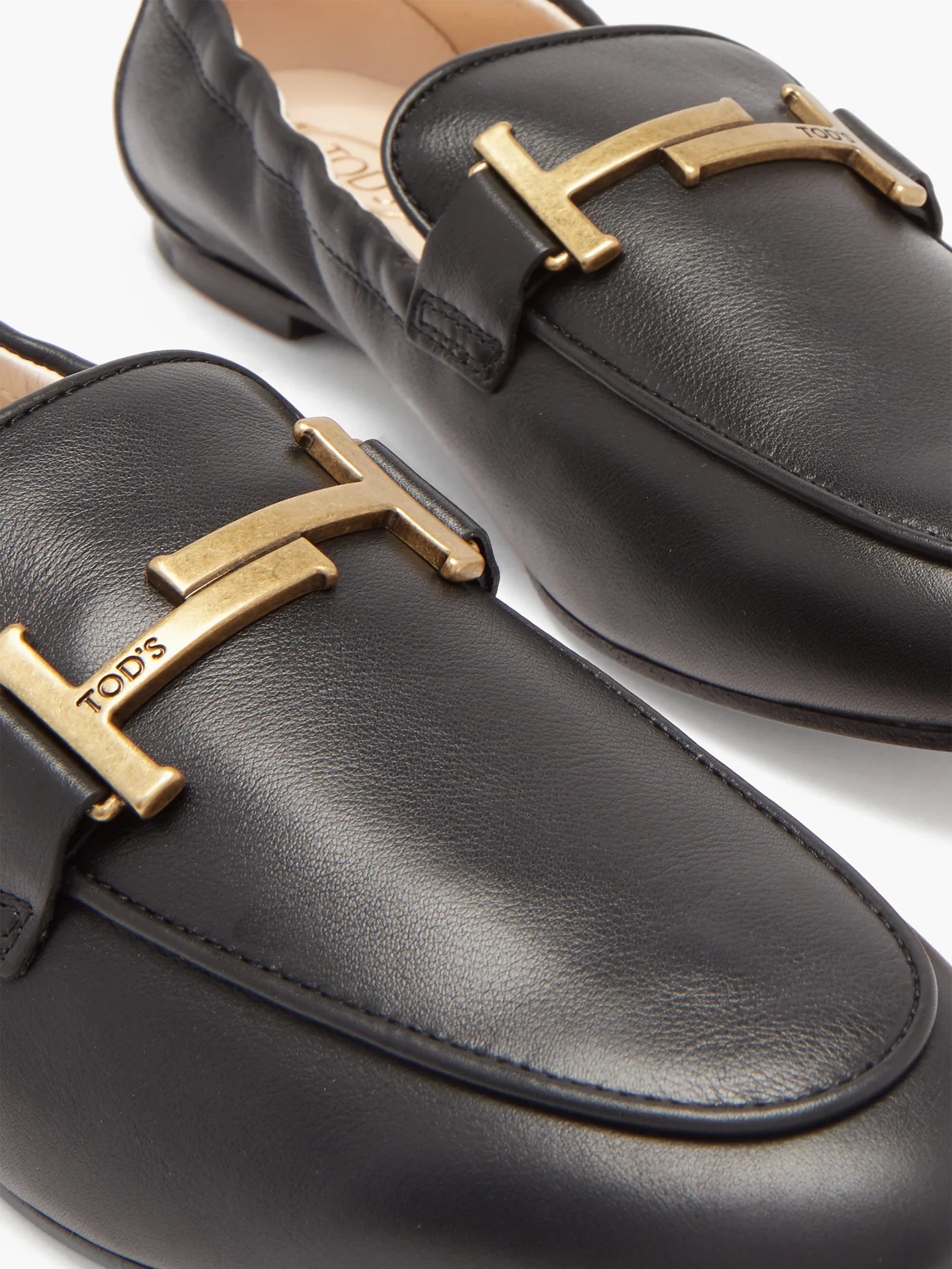 T-logo leather loafers - 6