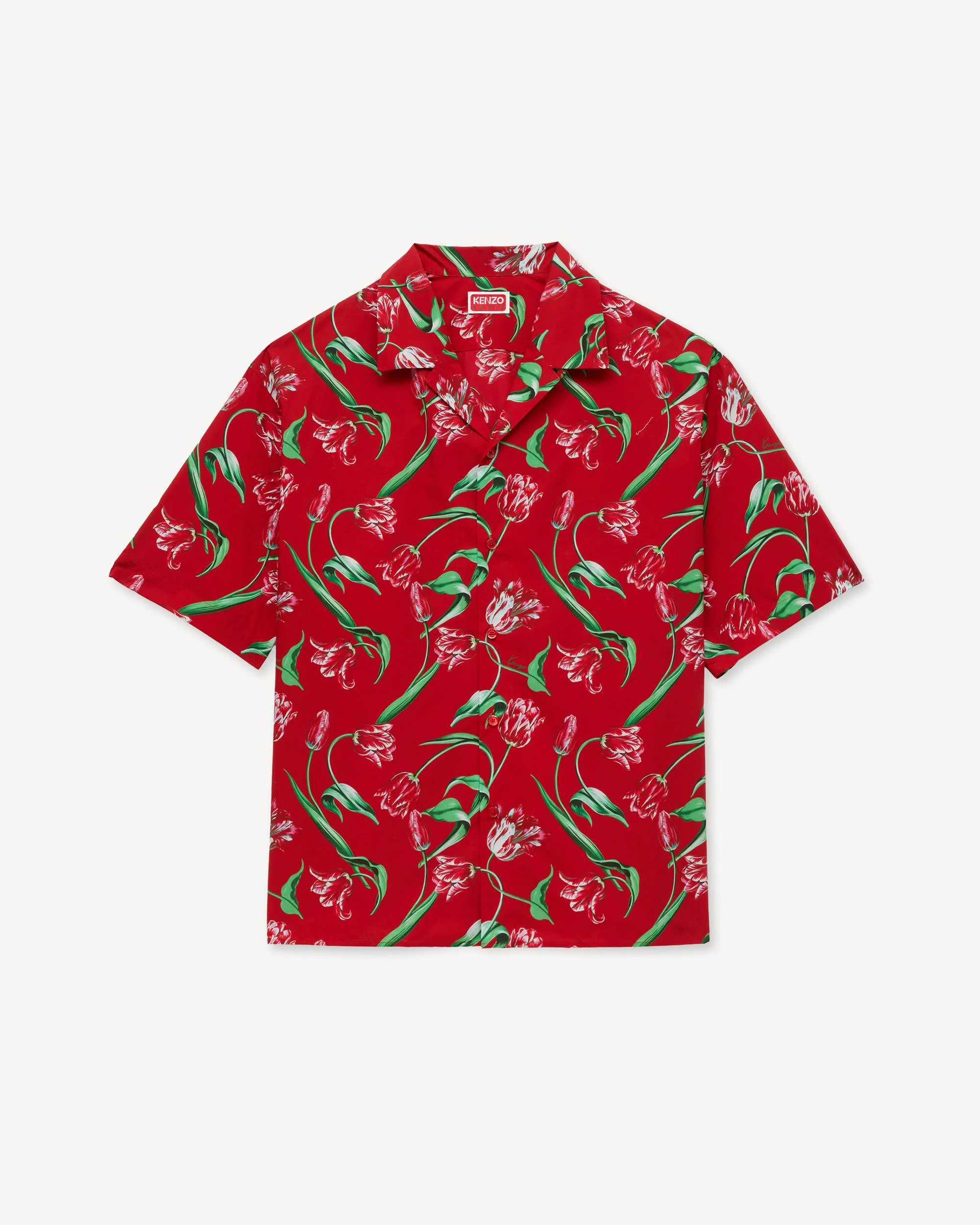 'KENZO Tulip' hawaiian short sleeve shirt in cotton - 1