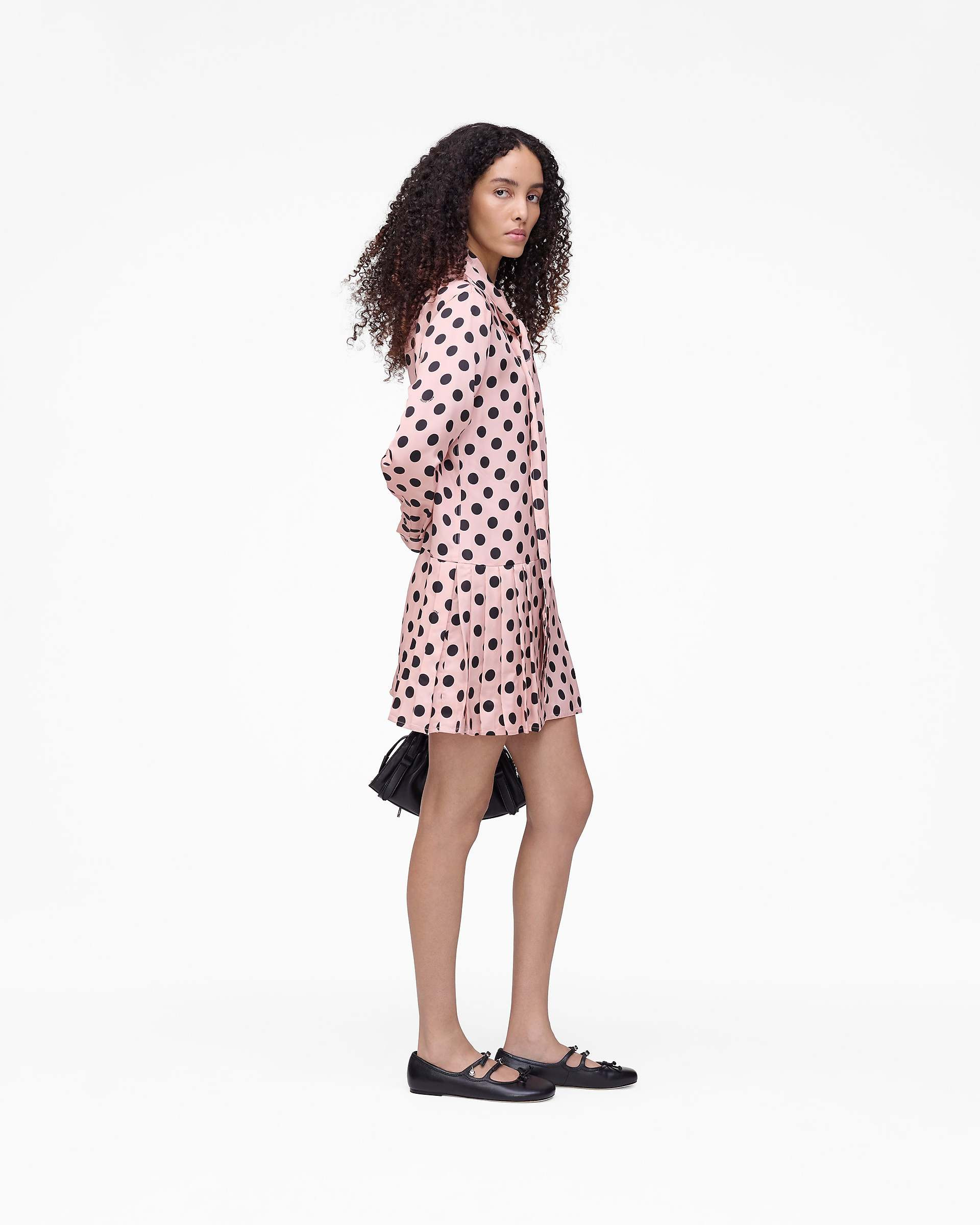 DOTS BOW PLEATED DRESS - 3