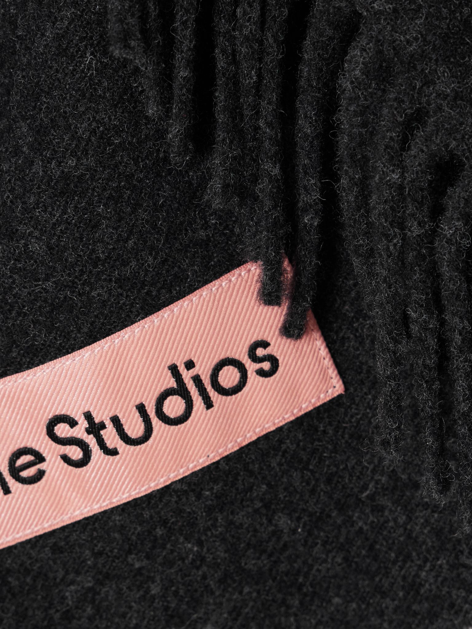 Fringed wool scarf Black - 3