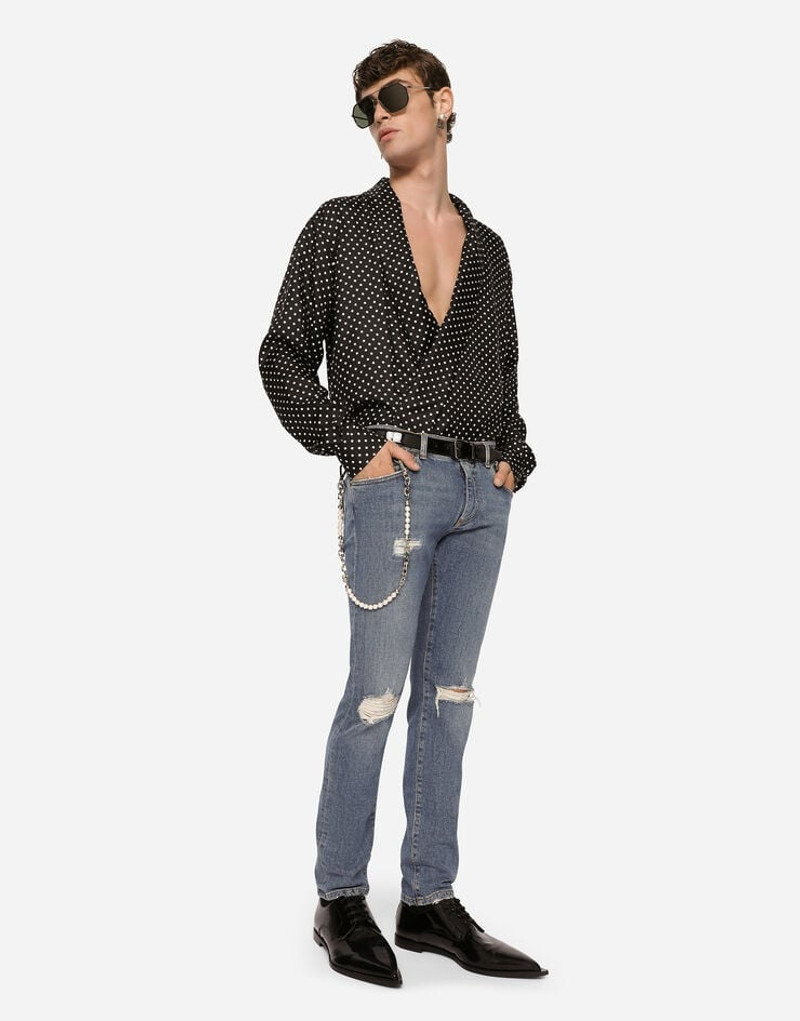 Dolce & Gabbana Skinny stretch jeans with metal keychain outlook