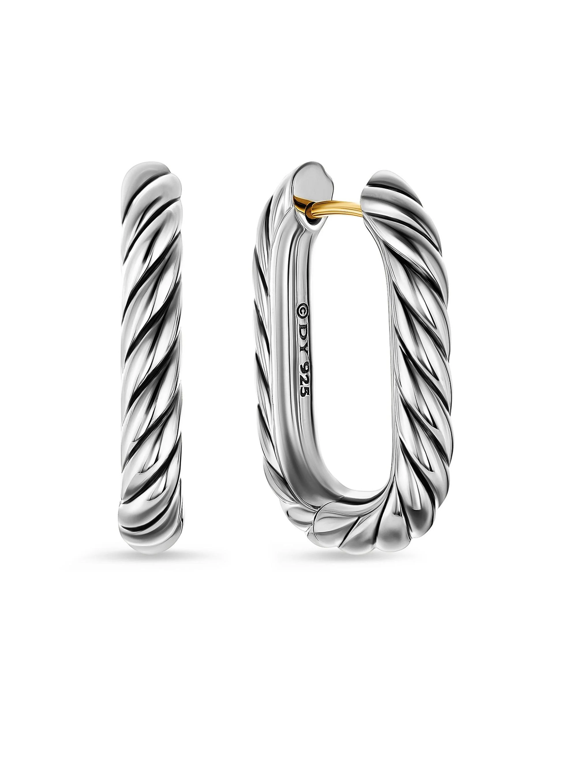 Women's Madison Cable Hoop Earrings in Sterling Silver, 24.3MM - Silver - 1