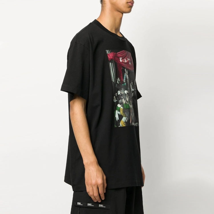 Off-White Caravaggio Painting Pattern Solid Color Short Sleeve Loose Fit Black OMAA038E20JER0051010 - 5