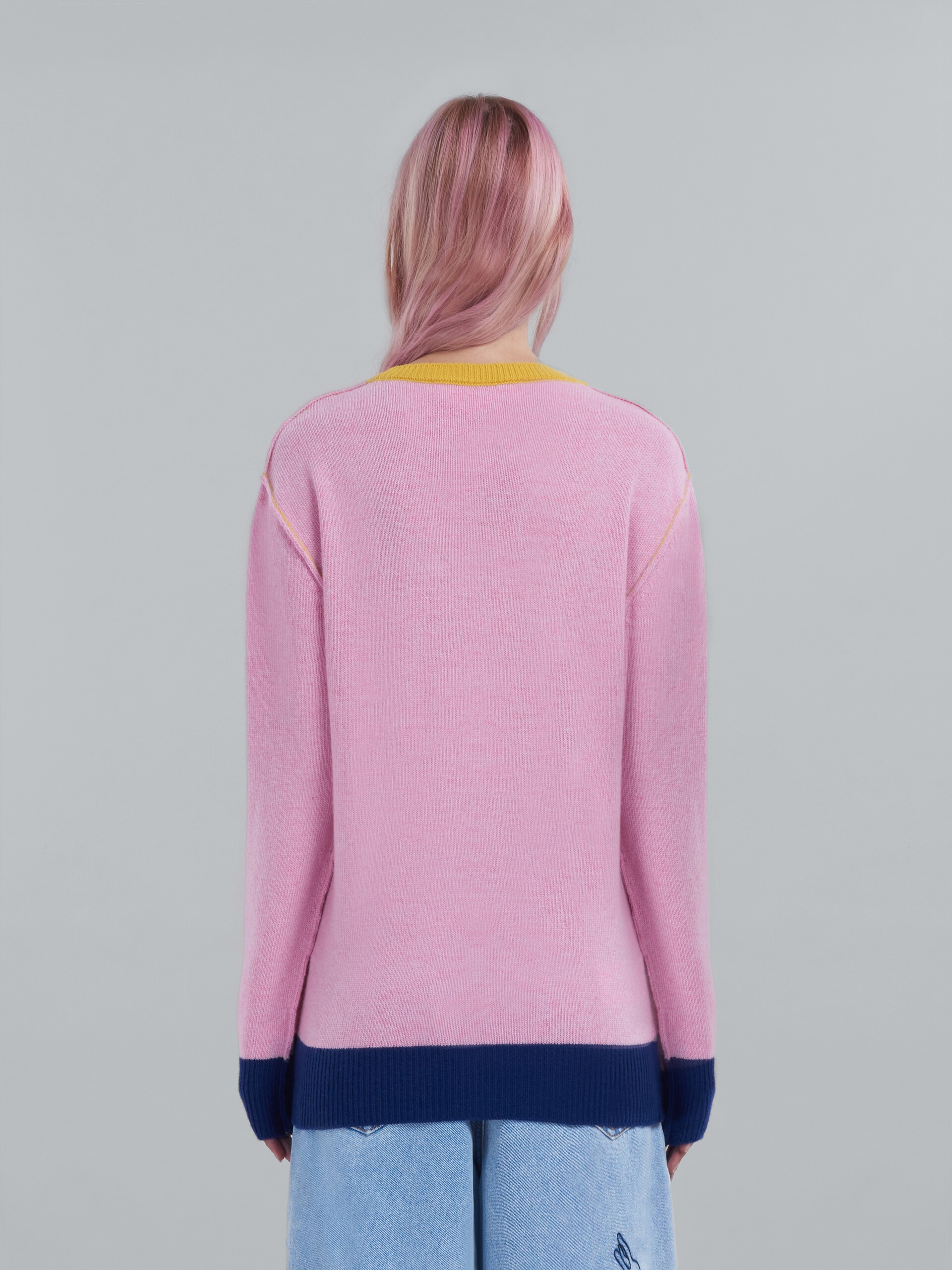 PINK WOOL SWEATER WITH LOGO - 3