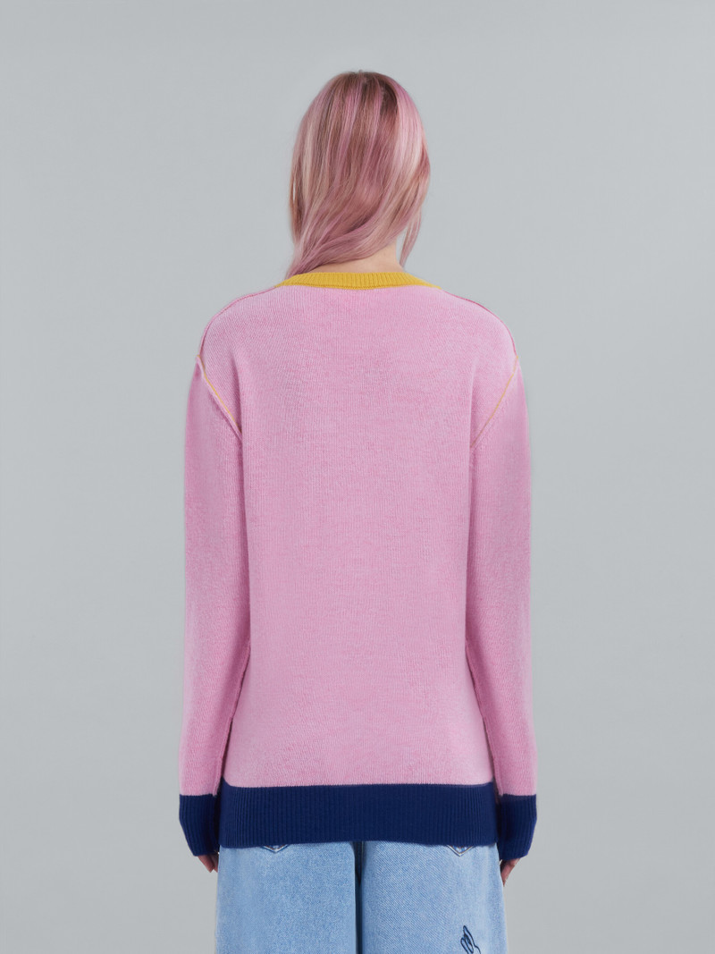 PINK WOOL SWEATER WITH LOGO 3