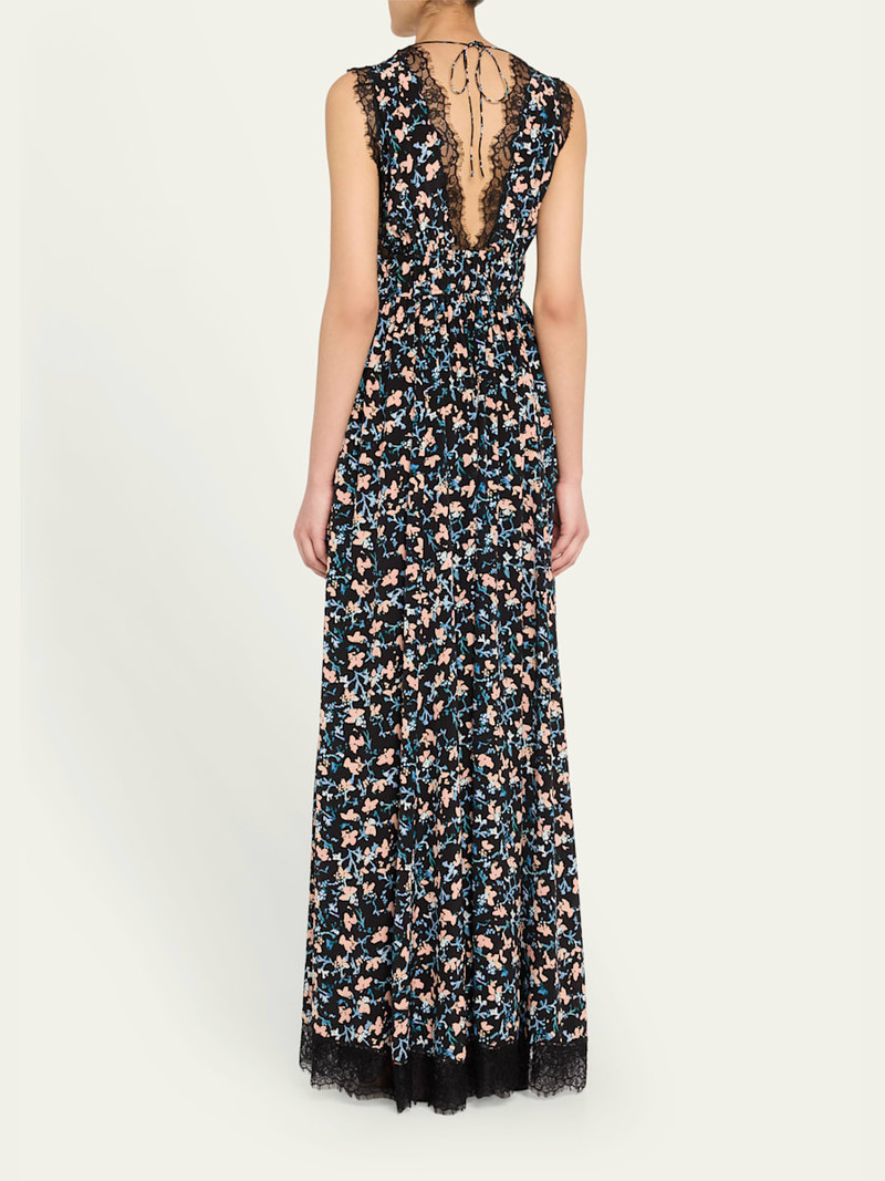 Marguerite V-Neck Silk Lace Gown 3