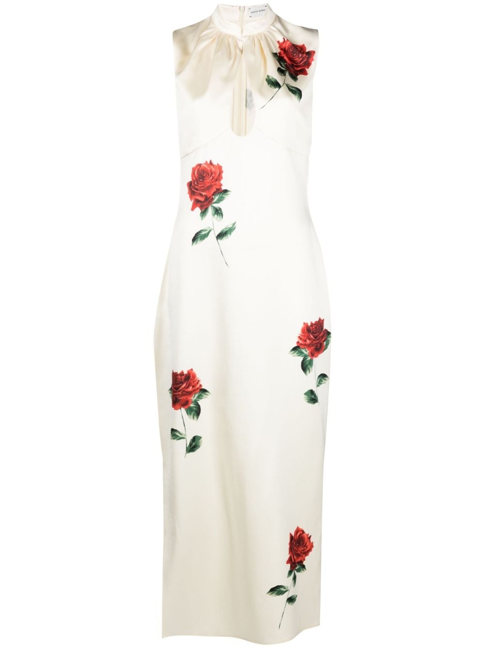 rose-print sleeveless maxi dress - 1