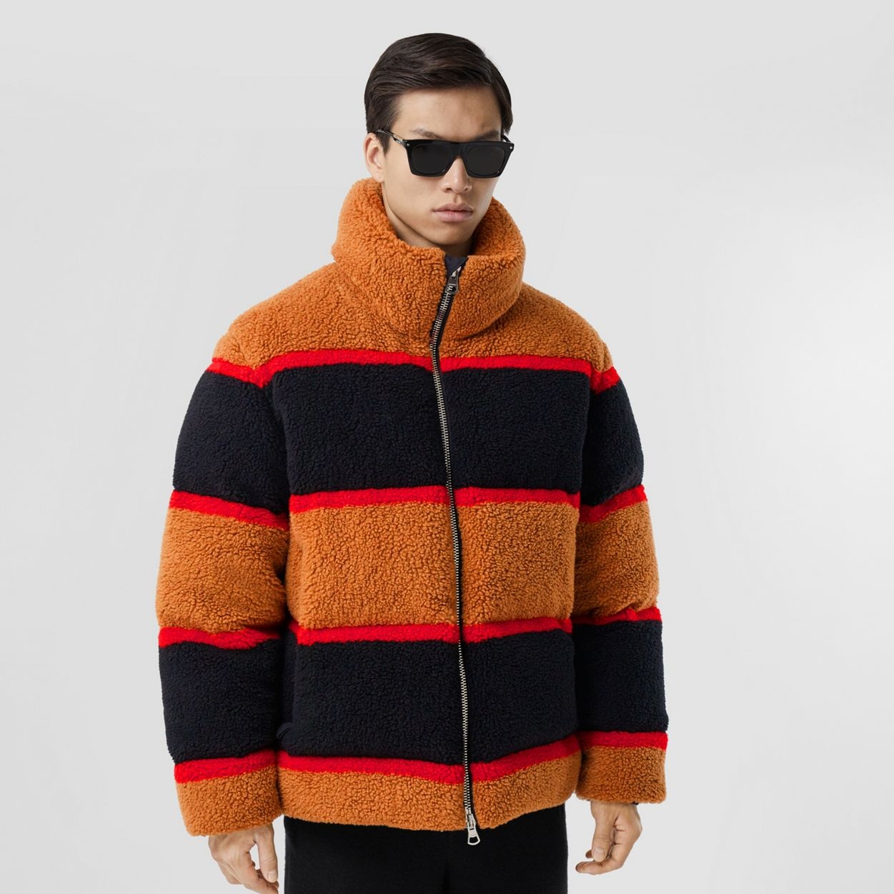 Colour Block Fleece Jacquard Puffer Jacket - 6