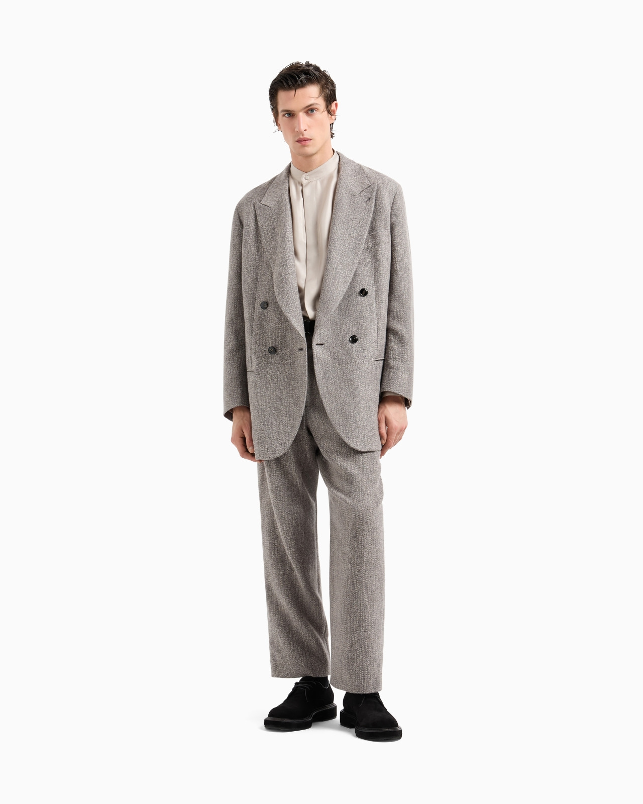 FLAT-FRONT TROUSERS IN A VISCOSE AND WOOL-BLEND JACQUARD - 2