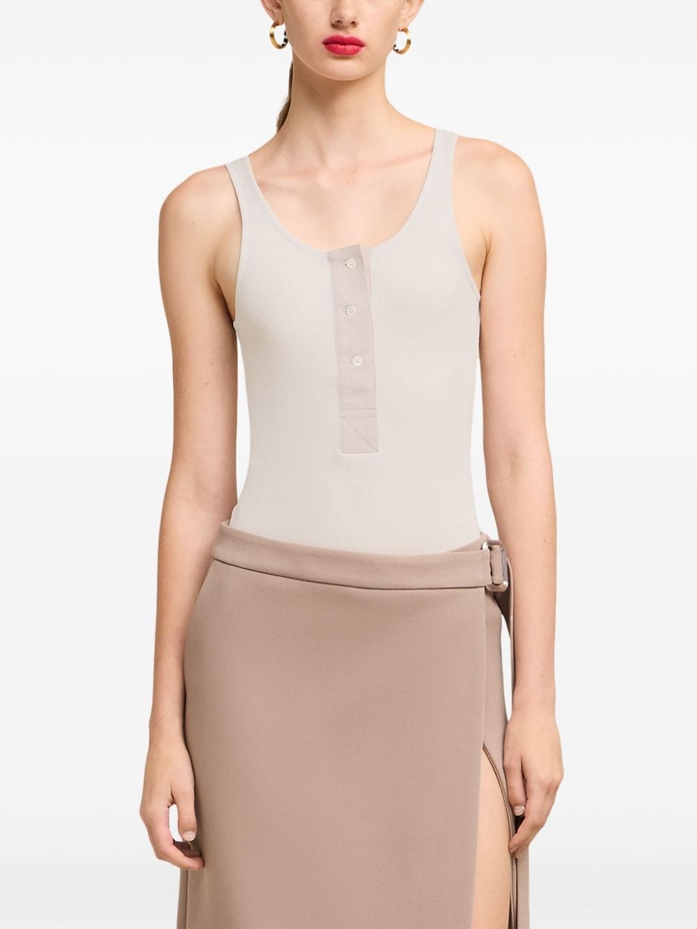 button-front cotton-rib tank top - 5