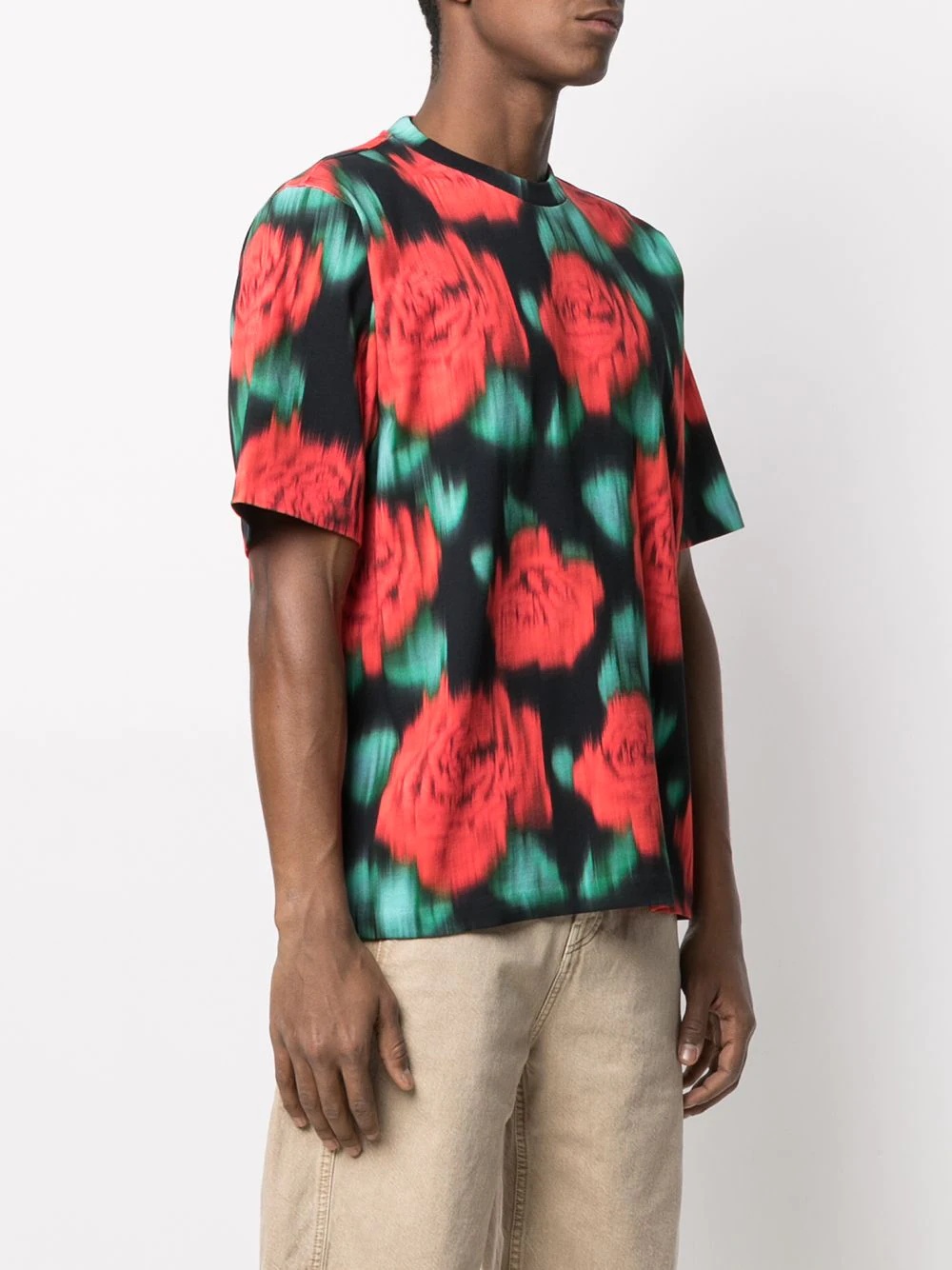 floral-print blur-effect T-shirt - 3