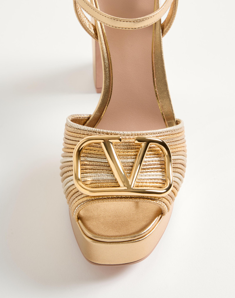 Valentino VLOGO SIGNATURE METALLIC PLATFORM SANDAL WITH CORNELY EMBROIDERY 115MM outlook