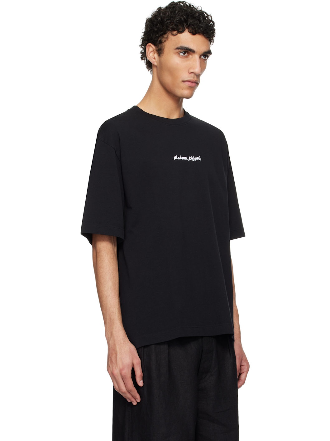 Black '' Line Handwriting Oversize T-shirt - 2