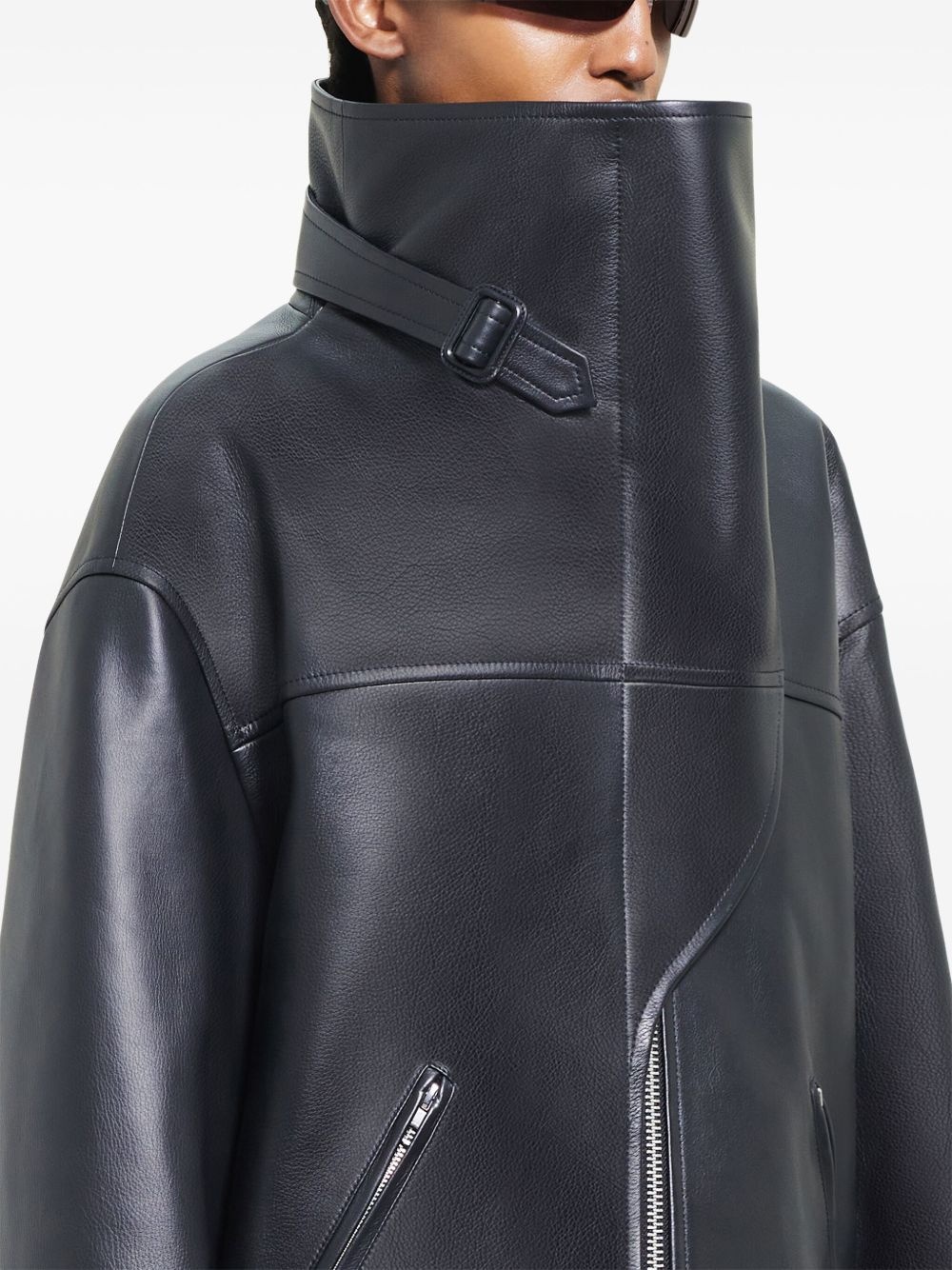 oversized leather jacket - 4