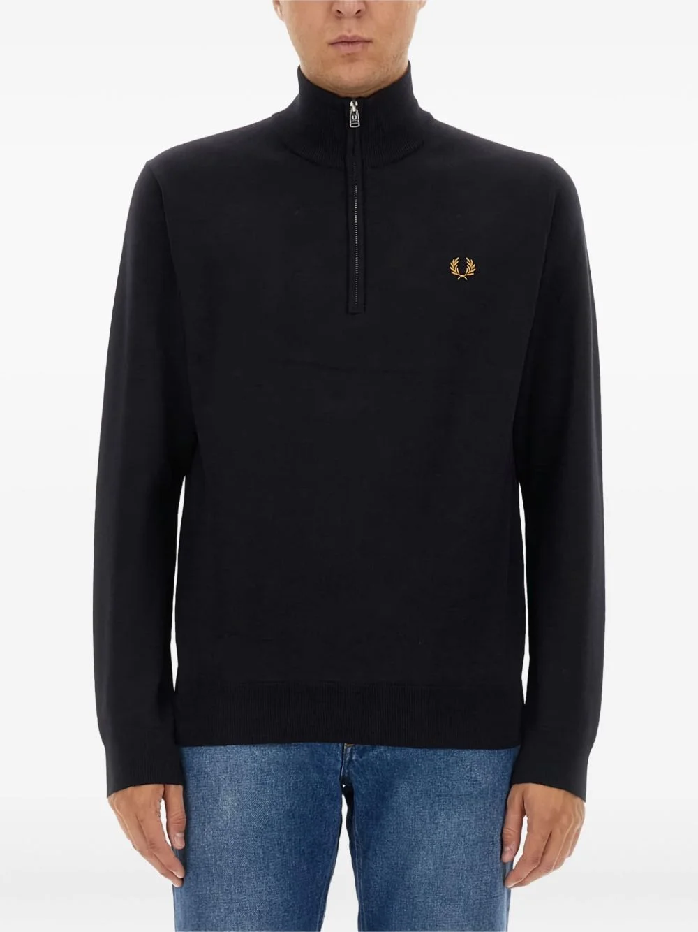 half-zip logo-detail sweater - 1