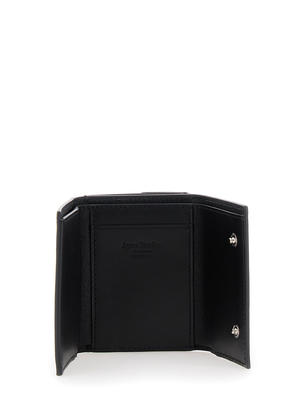 Acne Studios Women Black Trifold Wallet With Logo In Smooth Leather Woman - 5
