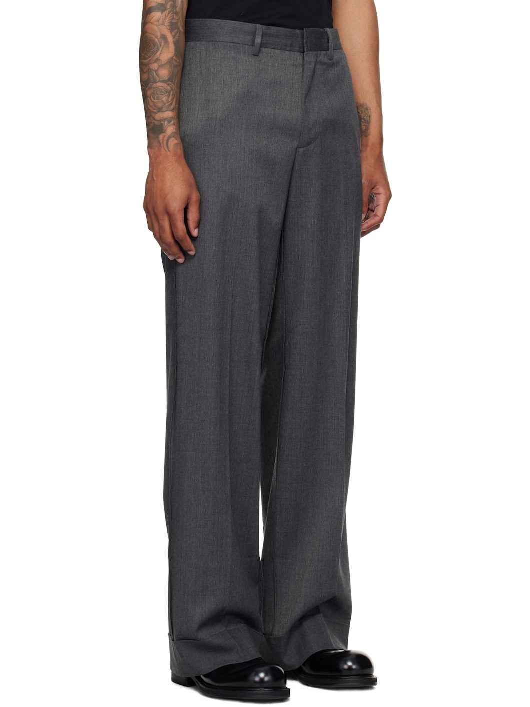 Gray Rolled Cuff Trousers - 2