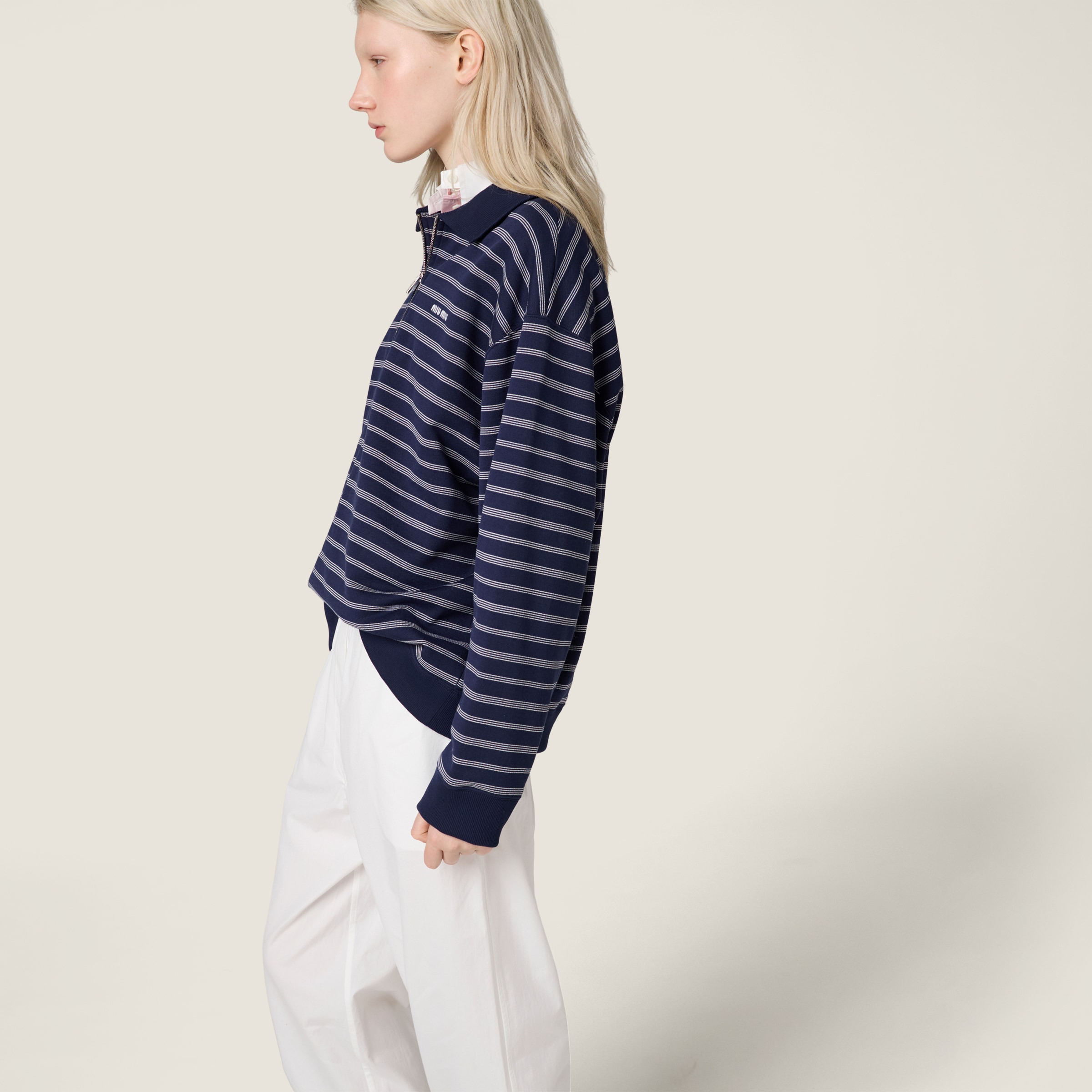 Striped zipper polo shirt - 5