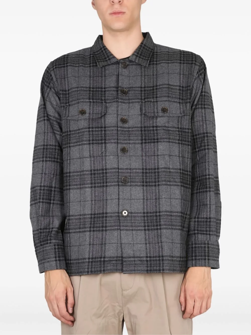 buttoned plaid shirt - 1