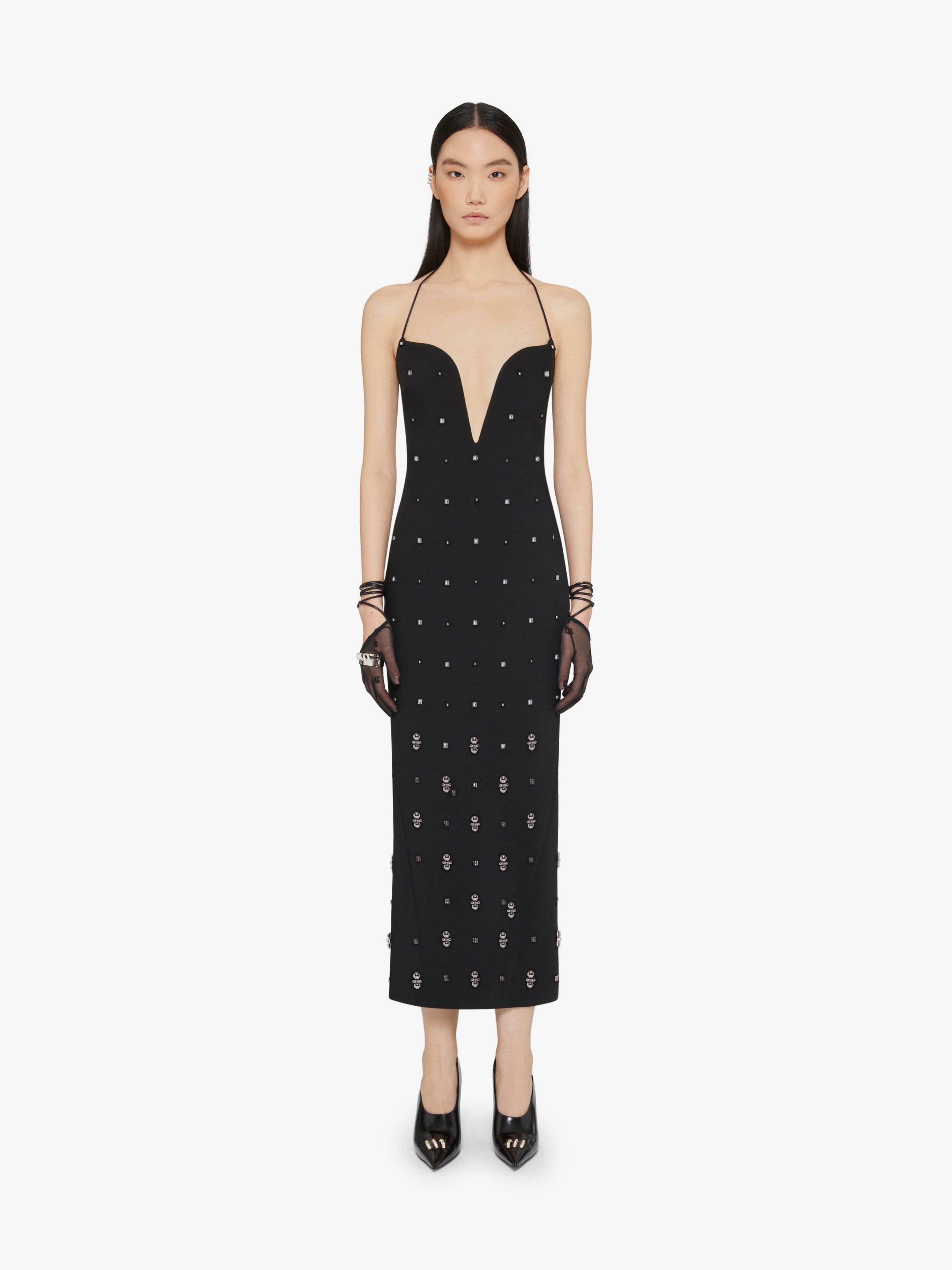 Givenchy DRESS WITH PLUNGING NECKLINE WITH 4G RHINESTONES AND 