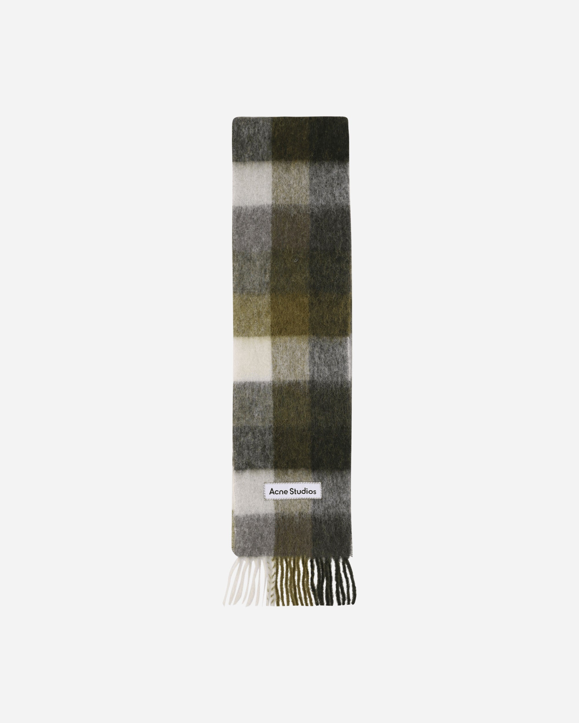 Mohair Checked Scarf Taupe / Green / Black - 1