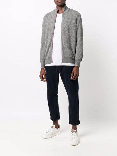 Brunello Cucinelli contrasting zip line cashmere cardigan outlook