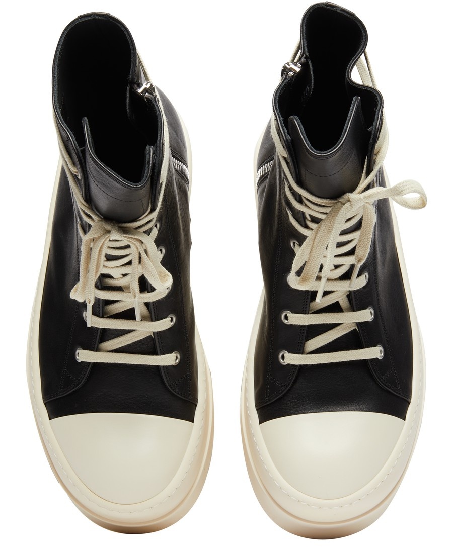 靴 Rick Owens MEGA BUMPER SNEAKERS Rick Owens Mega Bumper Leather Sneakers Black Milk Men's