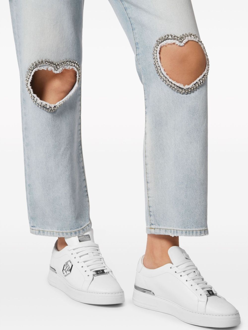 heart-patch straight jeans - 5