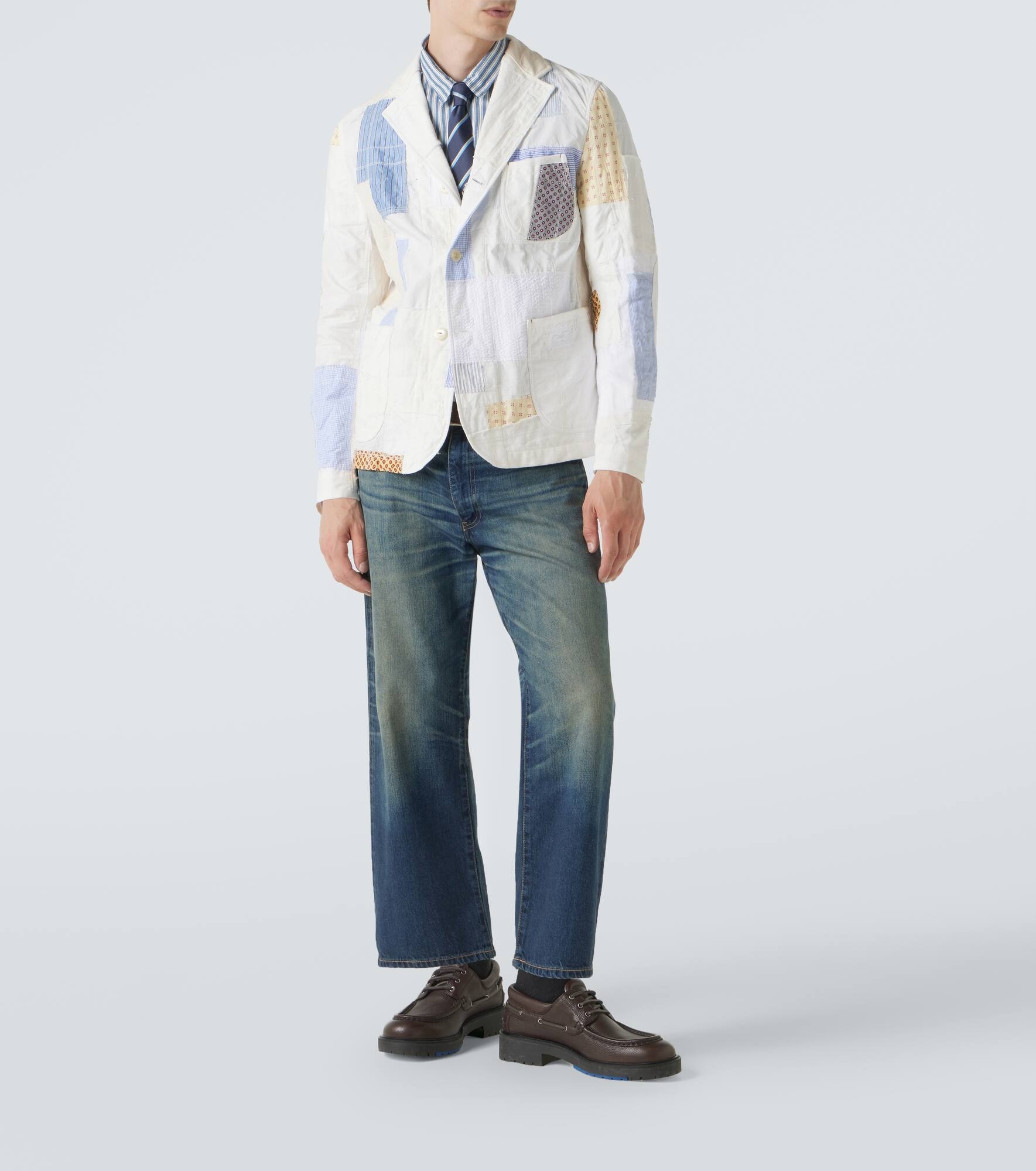 Patchwork cotton and linen-blend blazer - 2