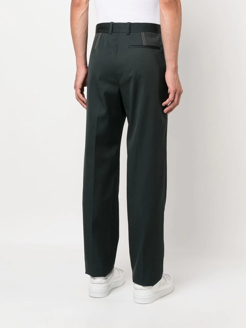 contrast-stitching straight-leg trousers - 4