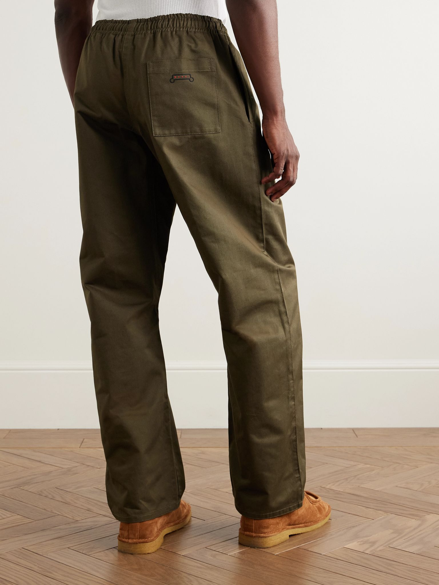 Straight-Leg Cotton-Gabardine Trousers Green - 4