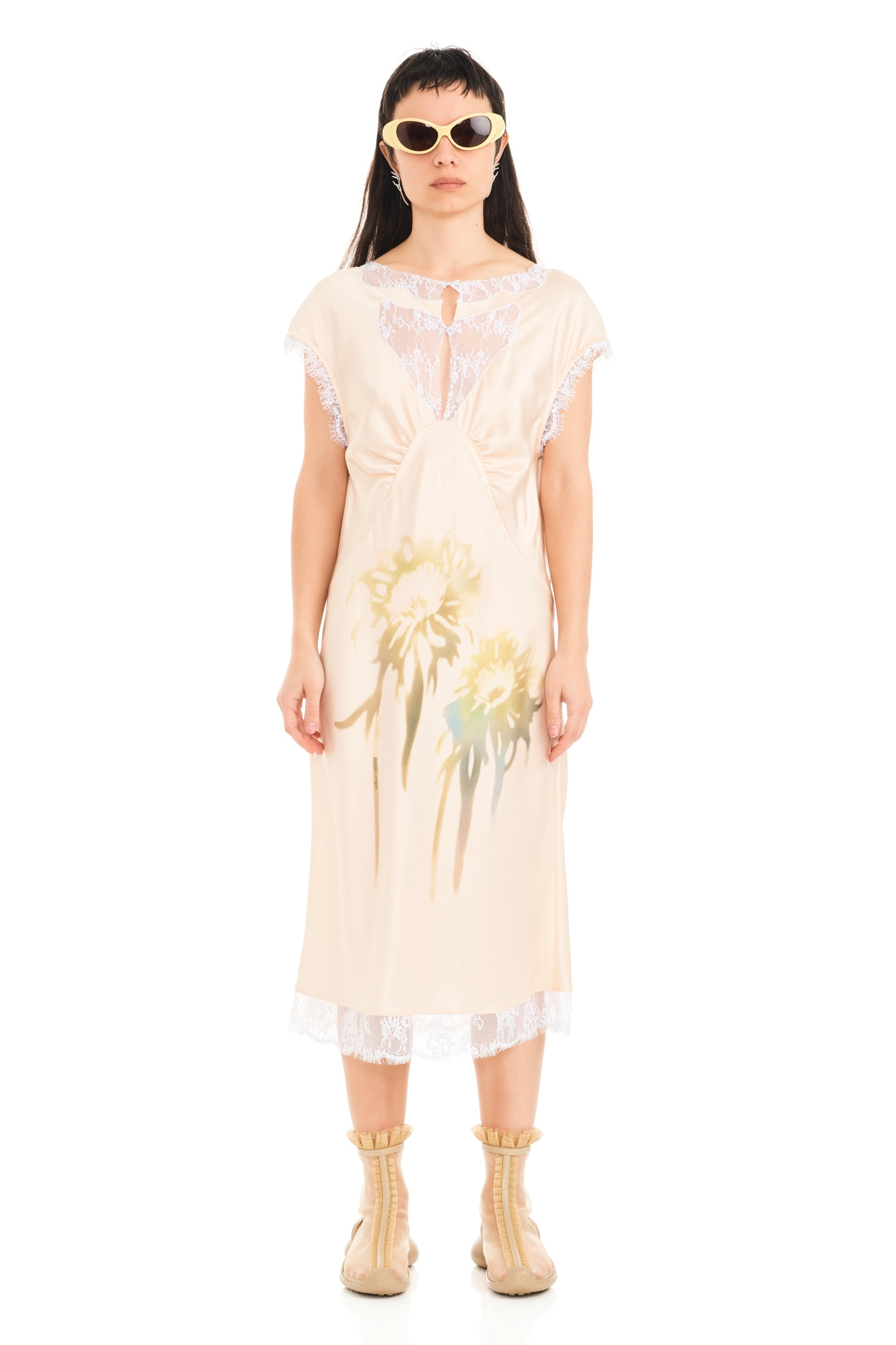 BUTTER FADED FLOWER WATERLILY MIDI DRESS - 2