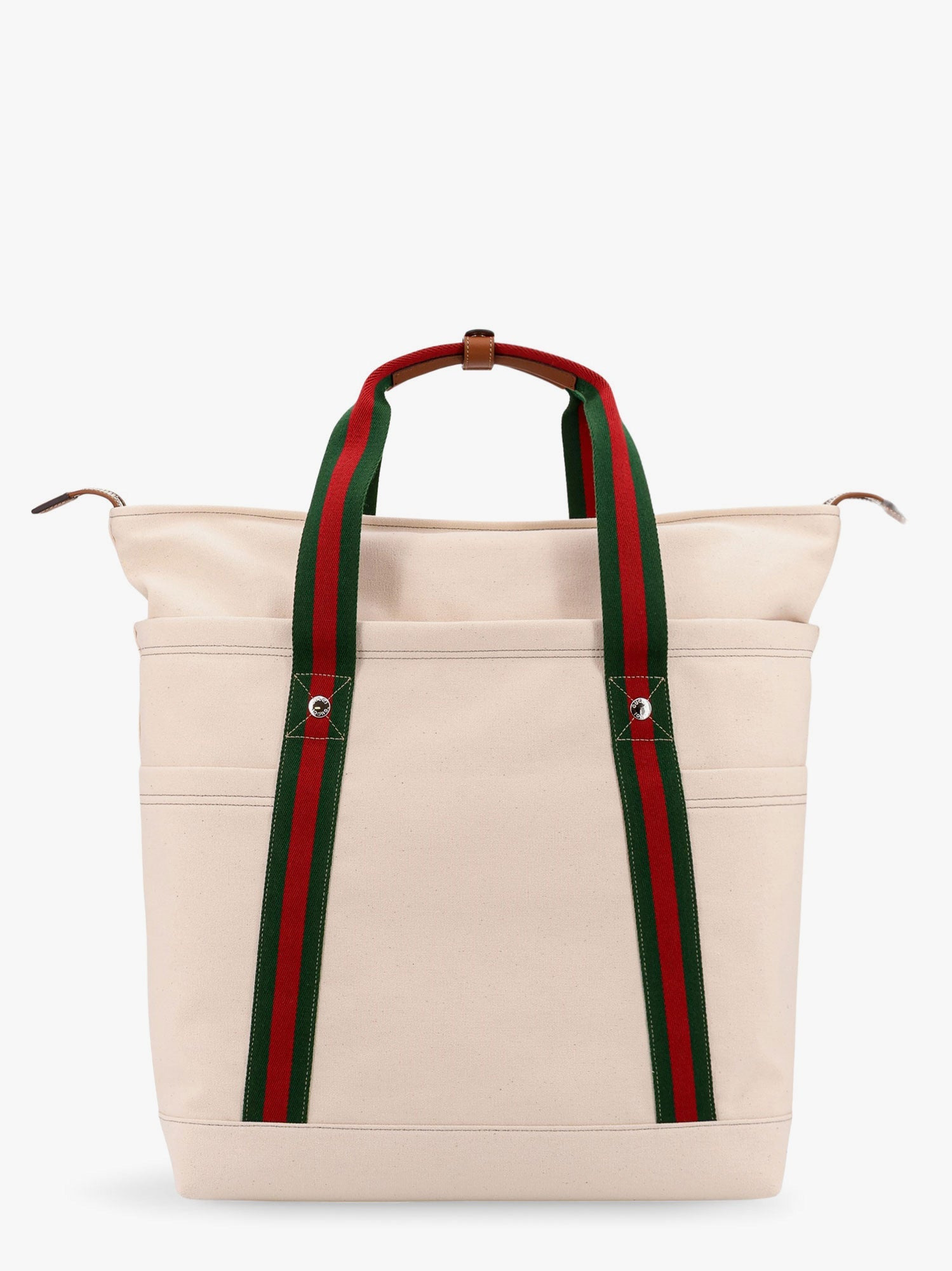 Gucci Canvas Shopping Bag With Web Details - 3