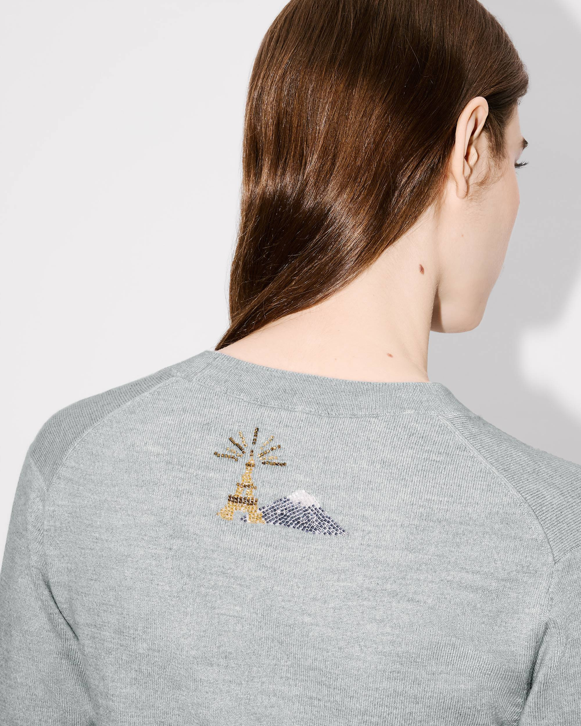 Beaded trims top in light wool - 7