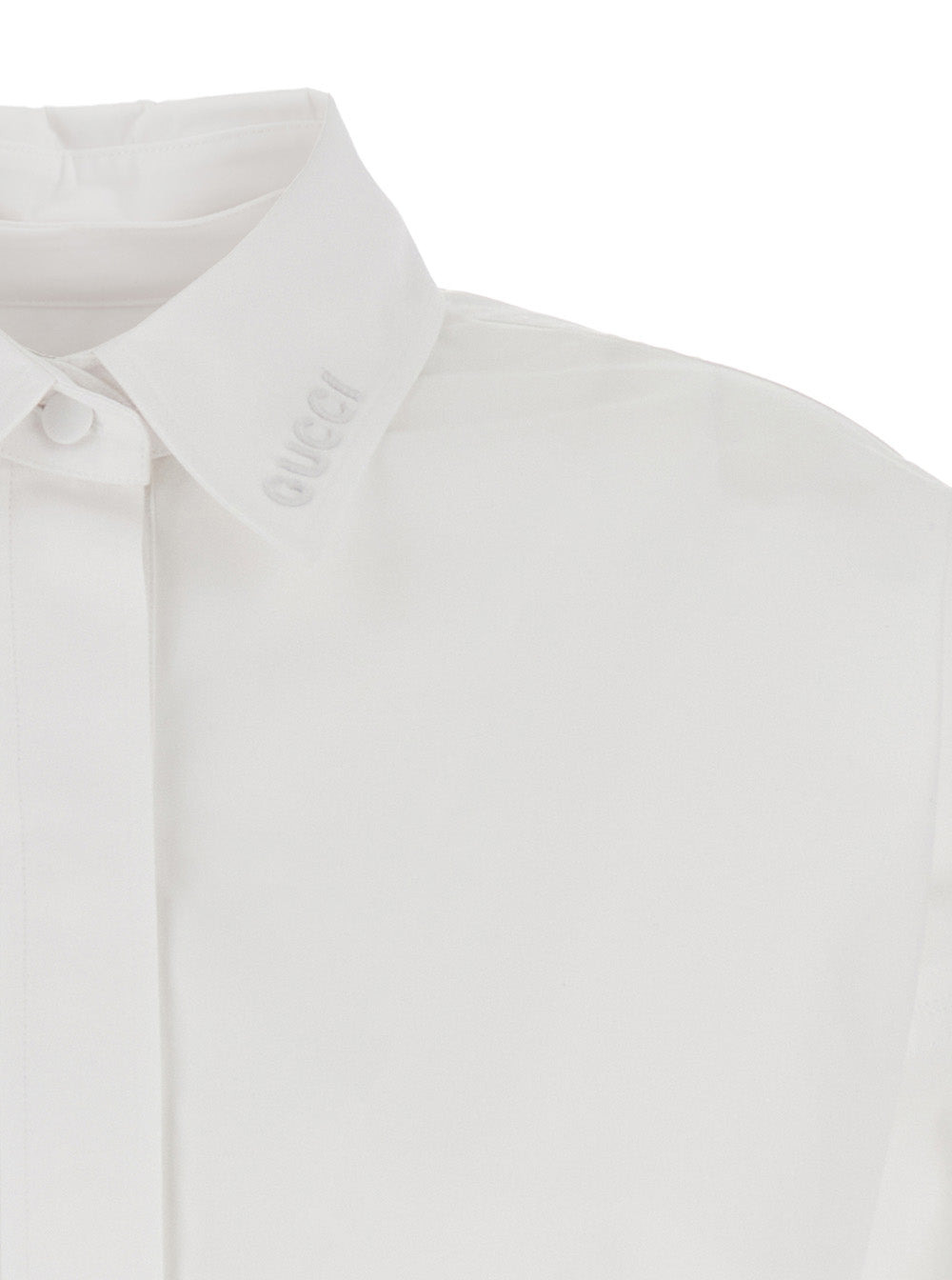 Gucci Women White Shirt With Classic Collar And Logo Lettering On The Collar In Cotton Woman - 3