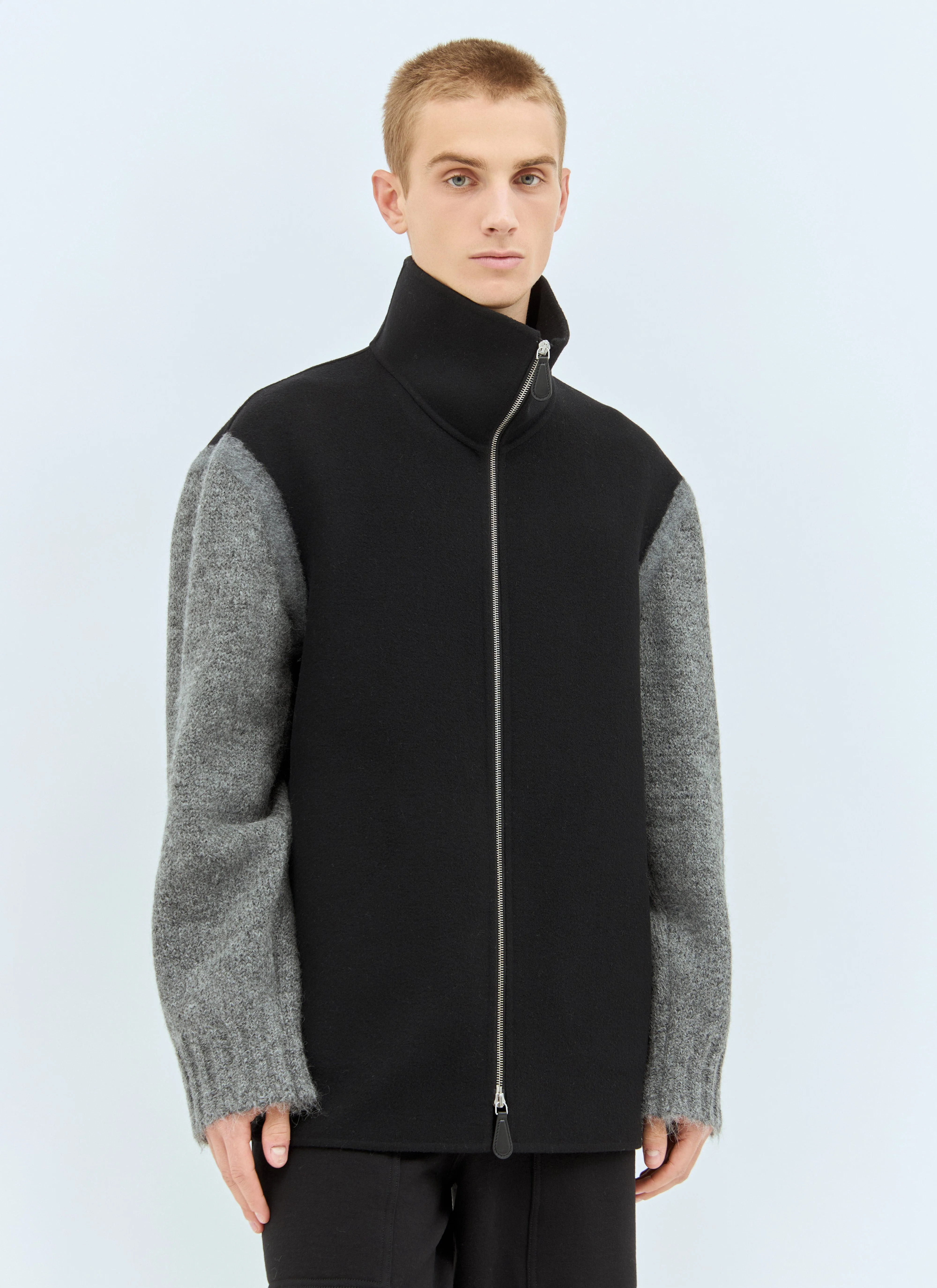 Jil Sander Men Knit-Sleeves Wool Jacket - 1