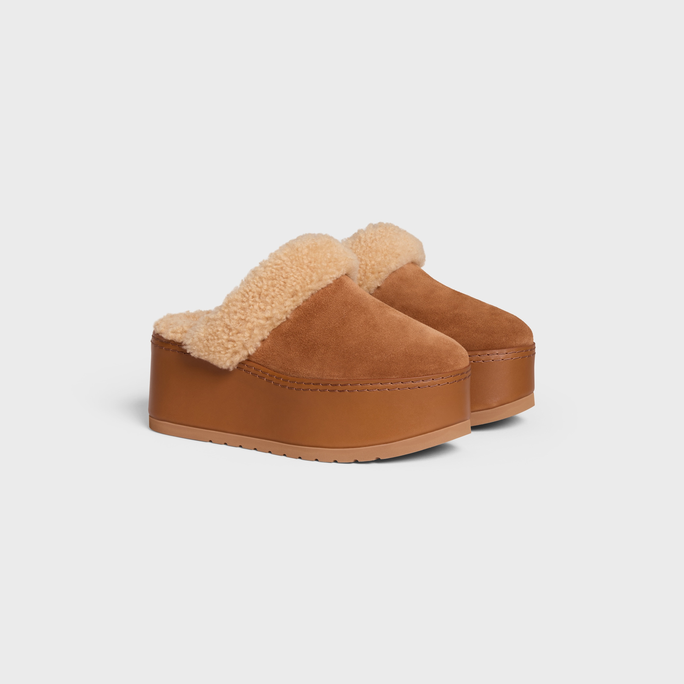 CELINE DANA WEDGE MULE in SUEDE CALFSKIN AND SHEARLING - 2