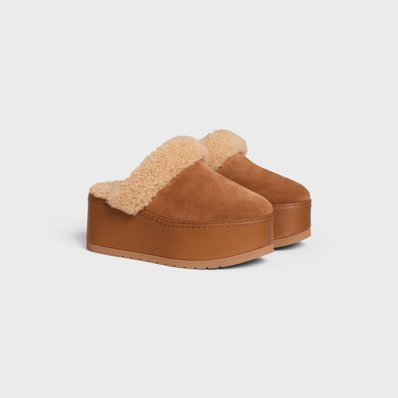 CELINE DANA WEDGE는 SUEDE CALFSKIN 및 SHEARLING에 무함 2