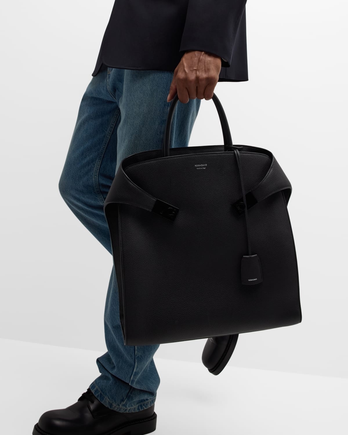 FERRAGAMO Men's Hug Leather Tote Bag | neimanmarcus | REVERSIBLE