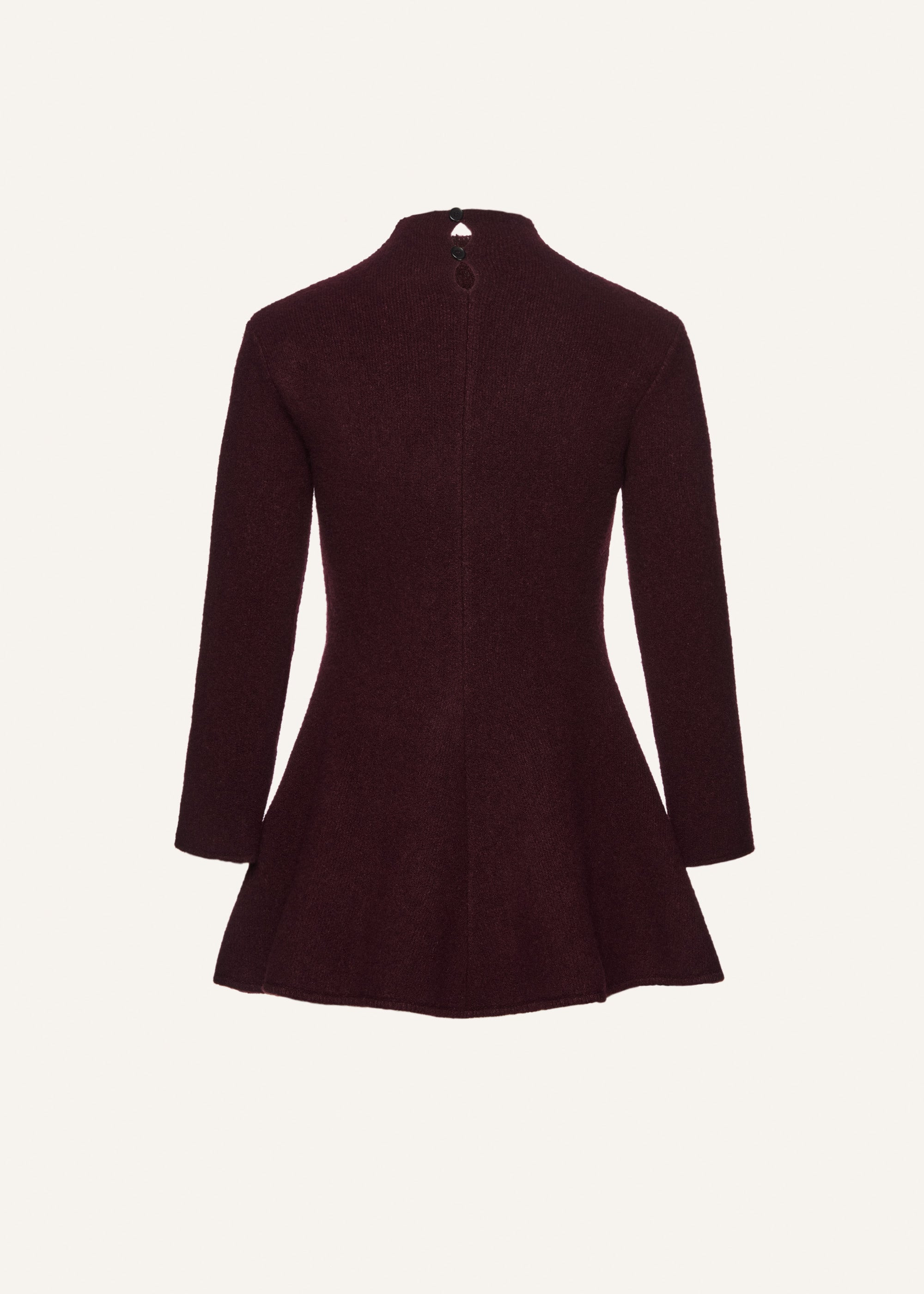 Flared knit mini dress in burgundy - 2