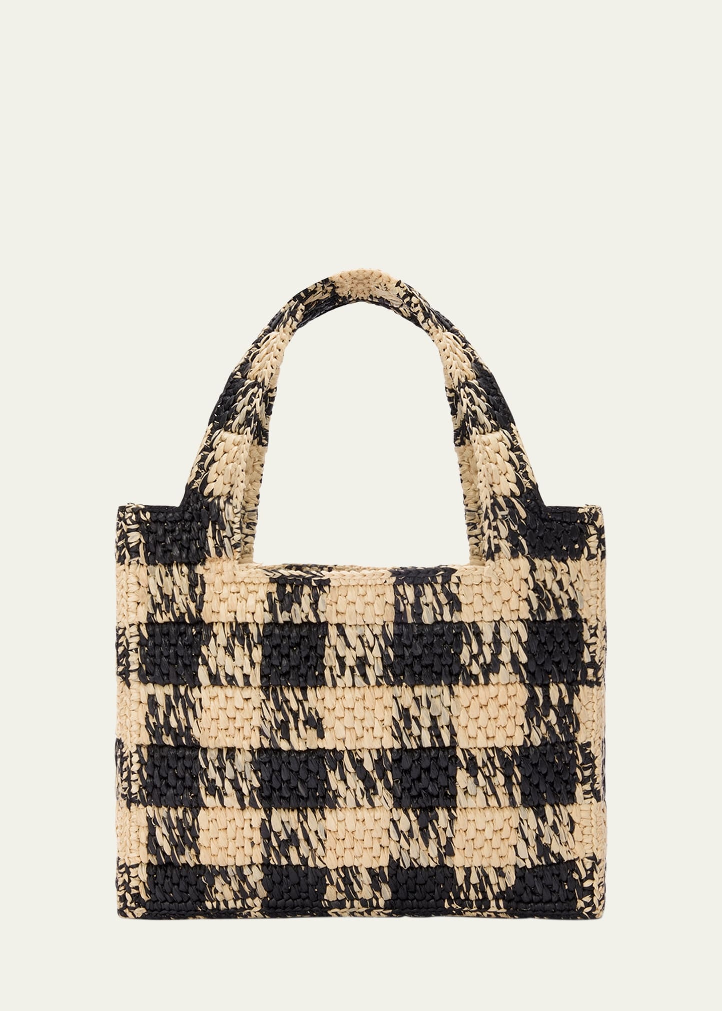 Mini Logo Tote Bag in Gingham Raffia - 3