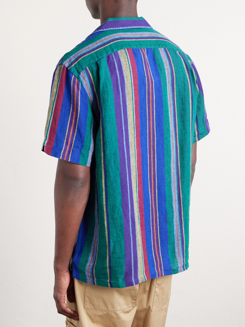 Camp-Collar Striped Linen Shirt 4