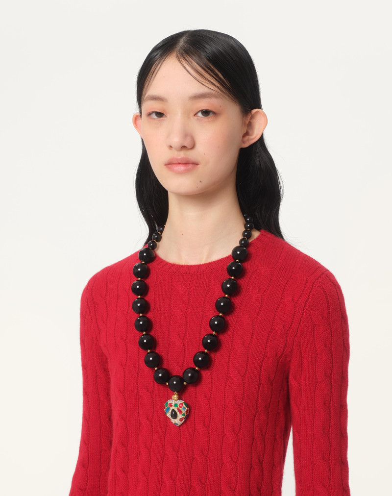 Valentino COEUR ROYAL NECKLACE IN METAL, RESIN, ENAMEL AND SWAROVSKI® CRYSTALS outlook