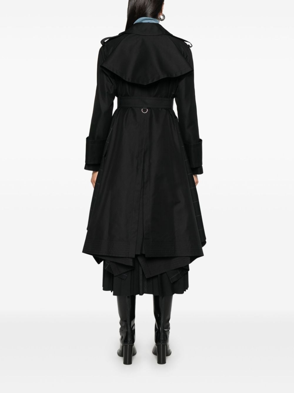 gabardine x windowpane coat - 4