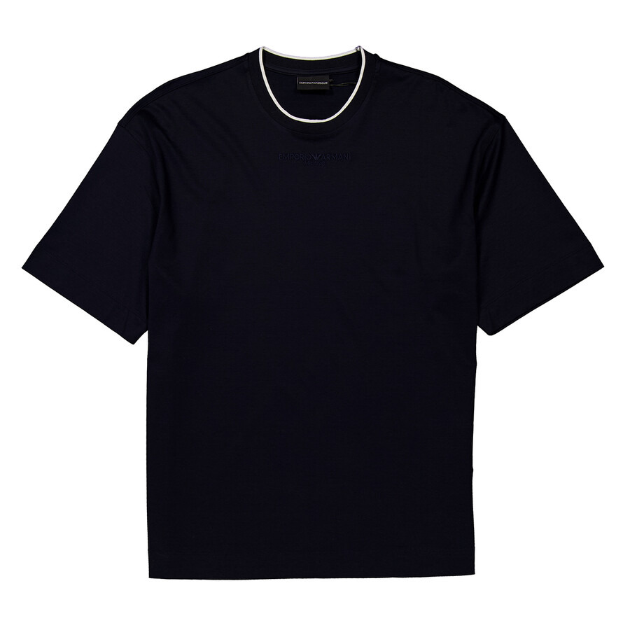 Emporio Armani Navy Logo Embroidered T-Shirt - 5